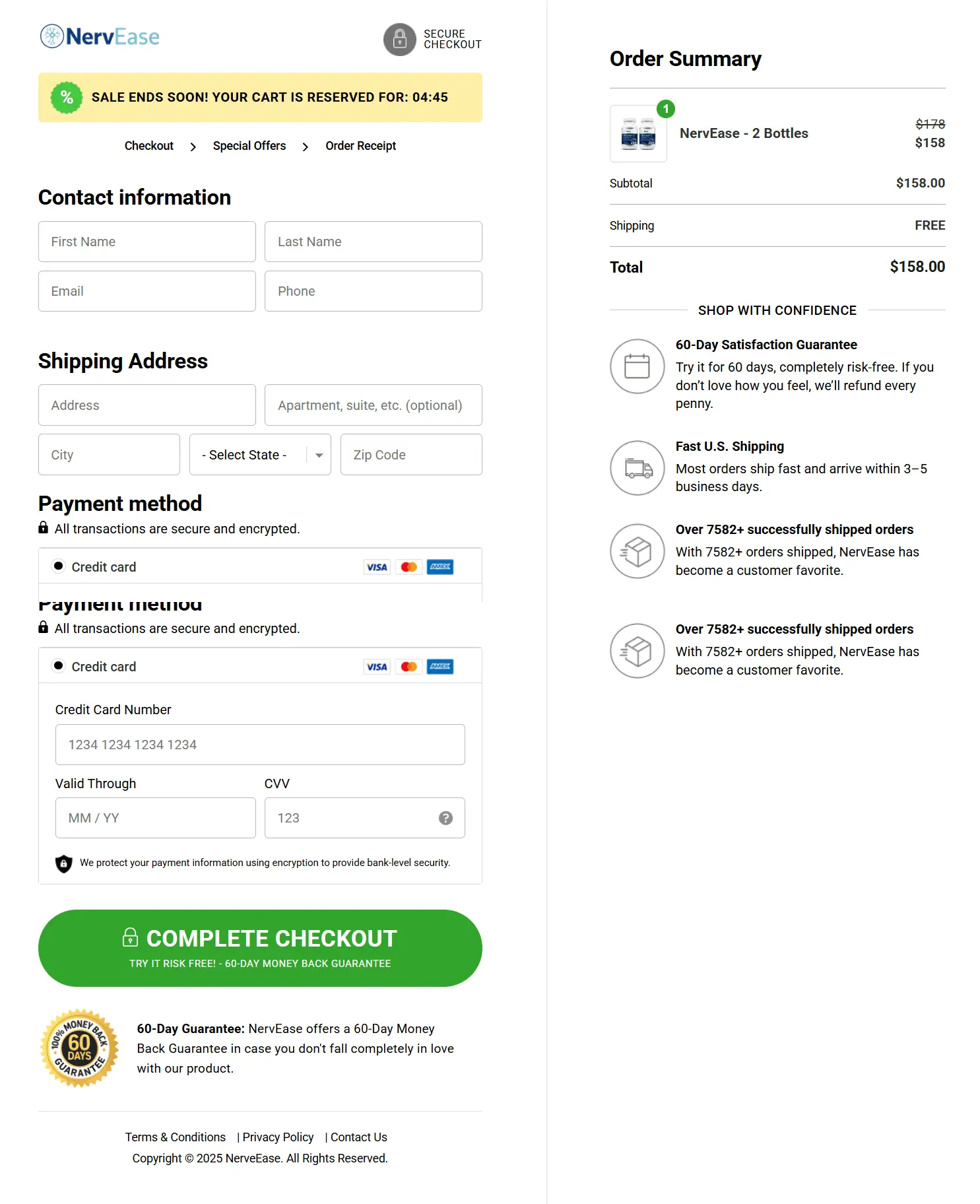 NervEase Secure Checkout Page